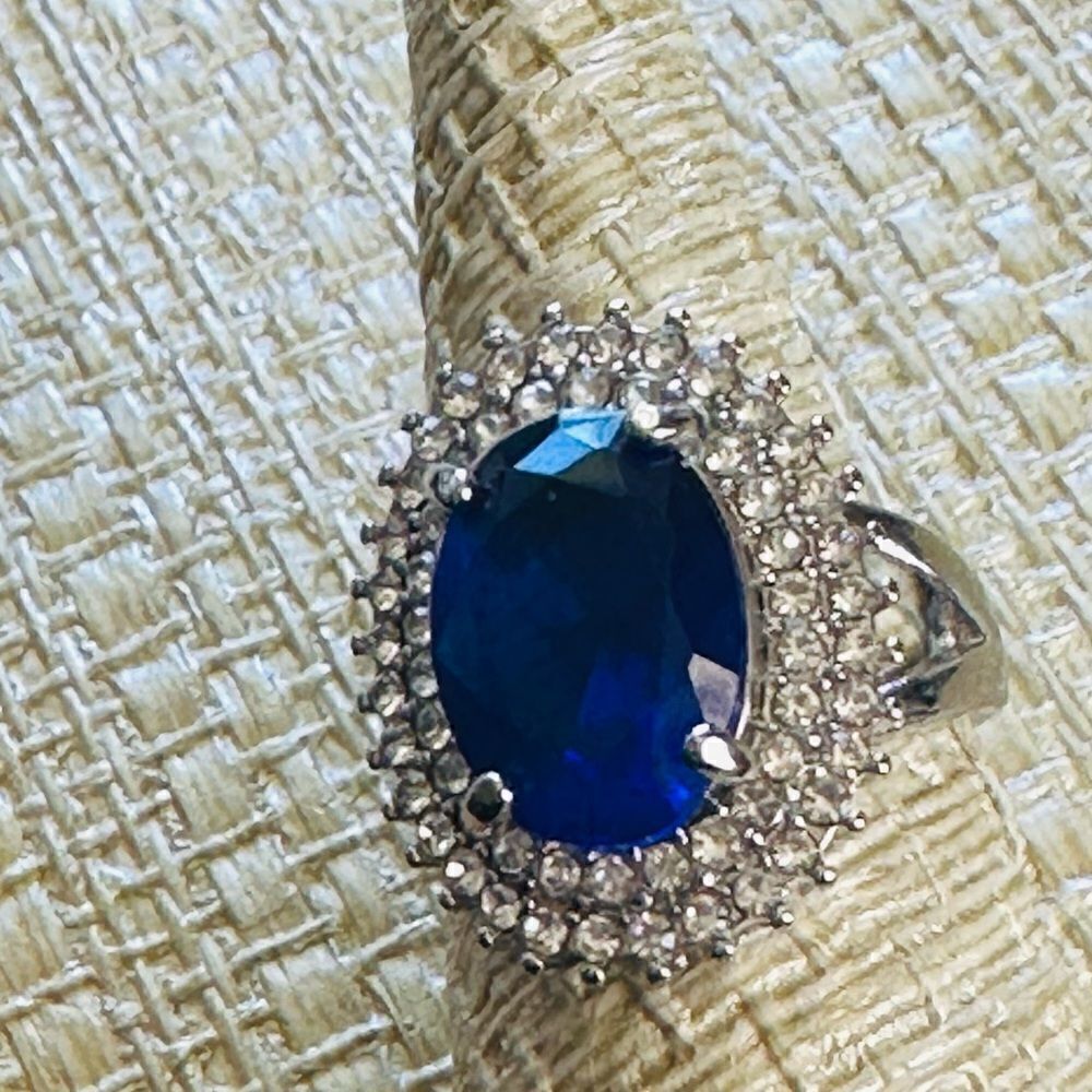 NEW⭐️⭐️⭐️⭐️⭐️HUGE BLUE Tanzanite RING DOUBLE ENCASED W CZ DIAMONDS BLING - Picture 6 of 7